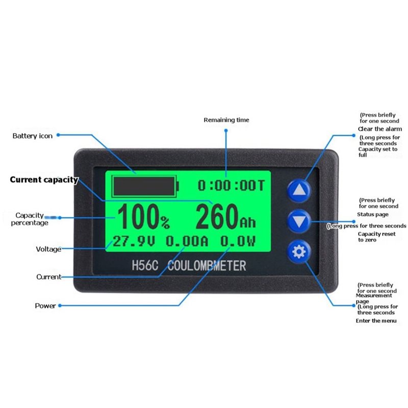 Battery Monitor Coulometer - [EYEL!NEW!】 H56CS DC100V Battery Capacity Tester