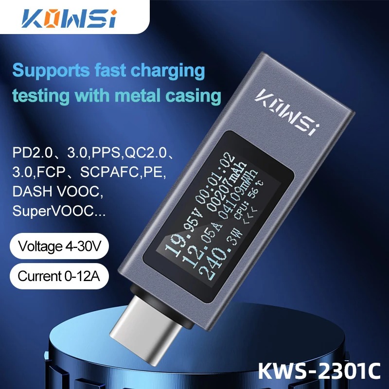 Battery Monitor Coulometer - Type-C Current Voltage Monitor KWS-2301C DC
